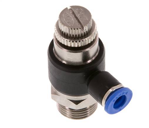 Coude de sortie du compteur du silencieux Flow Control 6 mm - G3/8'' laiton/PA 66