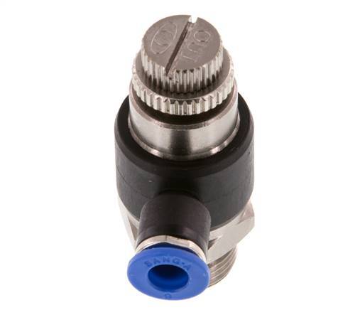 Coude de sortie du compteur du silencieux Flow Control 6 mm - G3/8'' laiton/PA 66