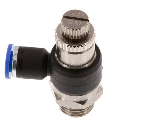 Coude de sortie du compteur du silencieux Flow Control 6 mm - G1/4'' laiton/PA 66