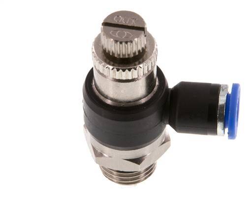 Coude de sortie du compteur du silencieux Flow Control 6 mm - G1/4'' laiton/PA 66
