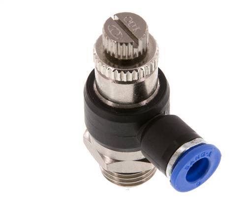 Coude de sortie du compteur du silencieux Flow Control 6 mm - G1/4'' laiton/PA 66