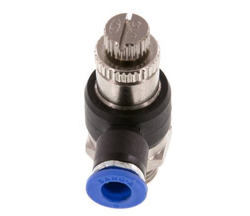 Coude de sortie du compteur du silencieux Flow Control 6 mm - G1/4'' laiton/PA 66