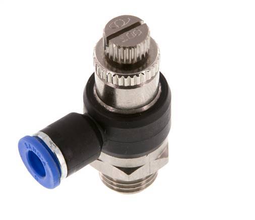 Coude de sortie du compteur du silencieux Flow Control 6 mm - G1/4'' laiton/PA 66