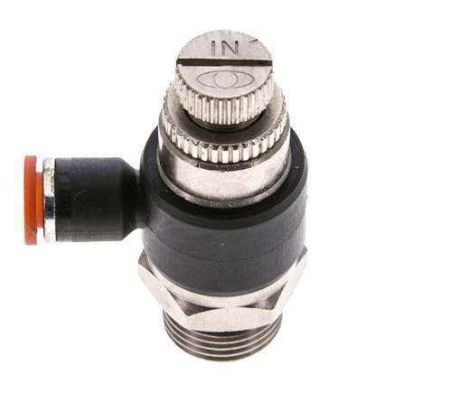Coude d'entrée pour silencieux de contrôle de débit 6 mm - G3/8'' laiton/PA 66