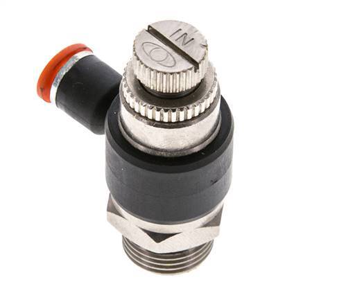 Coude d'entrée pour silencieux de contrôle de débit 6 mm - G3/8'' laiton/PA 66