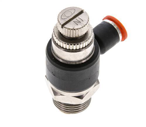 Coude d'entrée pour silencieux de contrôle de débit 6 mm - G3/8'' laiton/PA 66