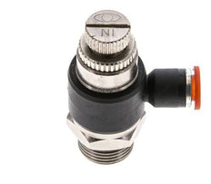 Coude d'entrée pour silencieux de contrôle de débit 6 mm - G3/8'' laiton/PA 66