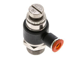 Coude d'entrée pour silencieux de contrôle de débit 6 mm - G3/8'' laiton/PA 66