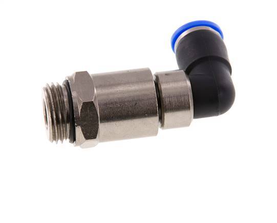 coude 10mm & G1/2'' Joint rapide pivotant Filets mâles Push-In Laiton nickele/PBT NBR Rotatif