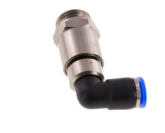 coude 10mm & G1/2'' Joint rapide pivotant Filets mâles Push-In Laiton nickele/PBT NBR Rotatif