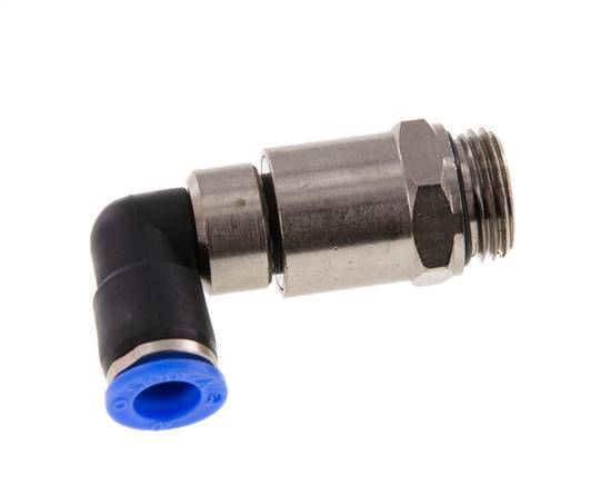 coude 10mm & G1/2'' Joint rapide pivotant Filets mâles Push-In Laiton nickele/PBT NBR Rotatif