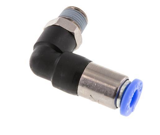 Raccord à Enfoncer 6mm & R1/8'' Mâle Coude Autobloquant en Laiton/PBT 0-10bar (0-145psi) [2 pièces].