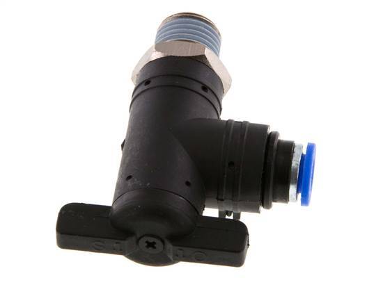 robinet à bille coudé à 2 voies 6 mm - R1/4'' Plastique/laiton