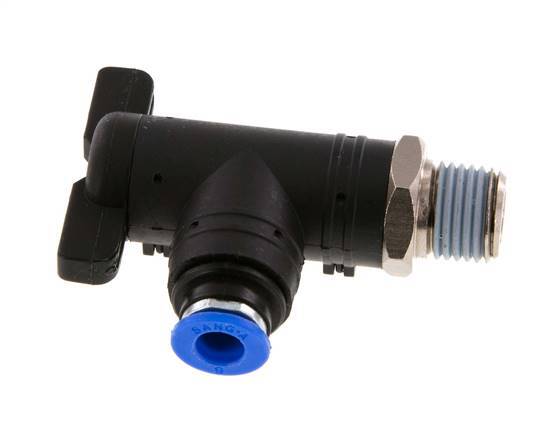 robinet à bille coudé à 2 voies 6 mm - R1/4'' Plastique/laiton