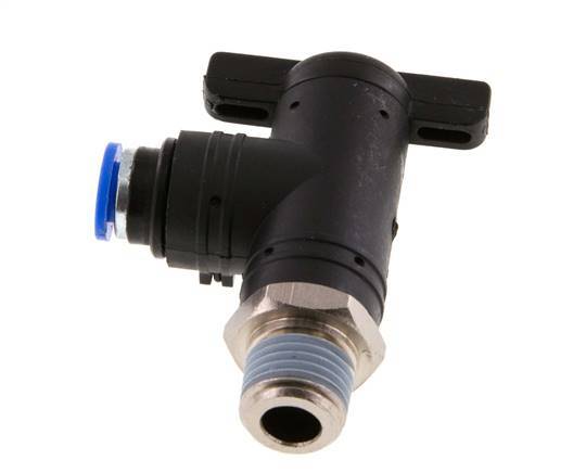 robinet à bille coudé à 2 voies 6 mm - R1/4'' Plastique/laiton