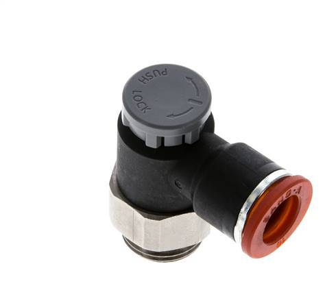 Vanne de régulation de débit Coude d'entrée 10 mm - G3/8'' Laiton/ Contre-écrou PA 66