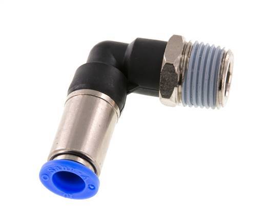 Raccord enfichable 10mm & R1/2'' mâle coude autobloquant laiton/PBT 0-10bar (0-145psi)