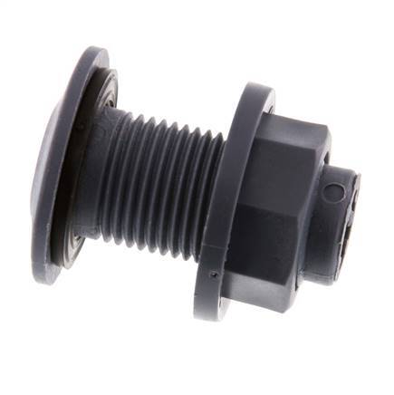 Raccord à vis pour robinets de vidange G1/2'' DN18 Bulkhead Polypropylène (pp) EPDM 10bar (140.5psi) FDA