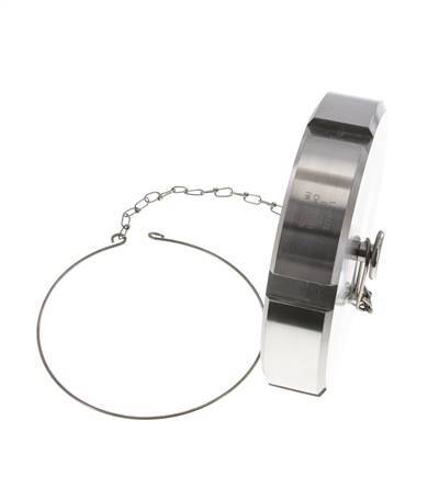 Ecrou borgne Rd130 X 1/4'' DN 100 Acier inoxydable 1.4404 NBR DIN 11851 FDA 21 avec chaîne