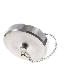 Ecrou borgne Rd130 X 1/4'' DN 100 Acier inoxydable 1.4404 NBR DIN 11851 FDA 21 avec chaîne