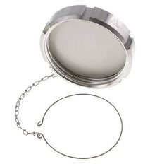 Ecrou borgne Rd130 X 1/4'' DN 100 Acier inoxydable 1.4404 NBR DIN 11851 FDA 21 avec chaîne