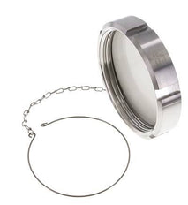Ecrou borgne Rd130 X 1/4'' DN 100 Acier inoxydable 1.4404 NBR DIN 11851 FDA 21 avec chaîne