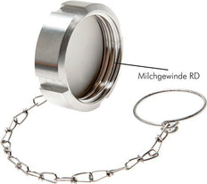 Ecrou borgne Rd190 X 1/4'' DN 150 Acier inoxydable 1.4301 NBR DIN 11851 FDA 21 avec chaîne