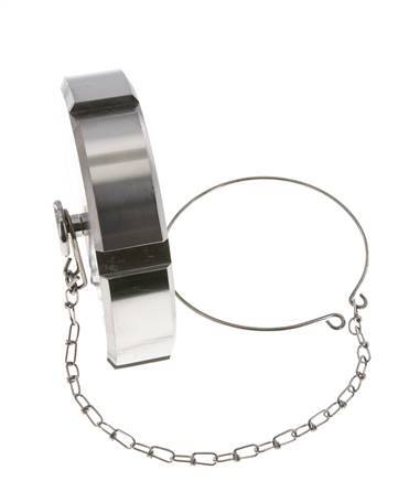 Ecrou borgne Rd110 X 1/4'' DN 80 Acier inoxydable 1.4301 NBR DIN 11851 FDA 21 avec chaîne