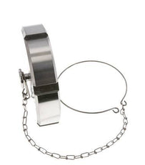 Ecrou borgne Rd110 X 1/4'' DN 80 Acier inoxydable 1.4301 NBR DIN 11851 FDA 21 avec chaîne