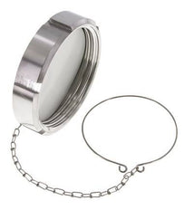Ecrou borgne Rd110 X 1/4'' DN 80 Acier inoxydable 1.4301 NBR DIN 11851 FDA 21 avec chaîne