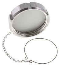 Ecrou borgne Rd110 X 1/4'' DN 80 Acier inoxydable 1.4301 NBR DIN 11851 FDA 21 avec chaîne