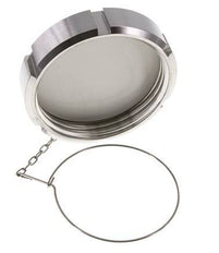 Ecrou borgne Rd110 X 1/4'' DN 80 Acier inoxydable 1.4404 NBR DIN 11851 FDA 21 avec chaîne