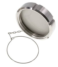 Ecrou borgne Rd110 X 1/4'' DN 80 Acier inoxydable 1.4404 NBR DIN 11851 FDA 21 avec chaîne