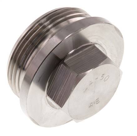 Bouchon G1 1/2'' en acier inoxydable avec collier et hexagone externe 40bar (562.0psi)