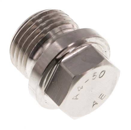 Bouchon G1/2'' en acier inoxydable avec collier et hexagone externe 40bar (562.0psi)