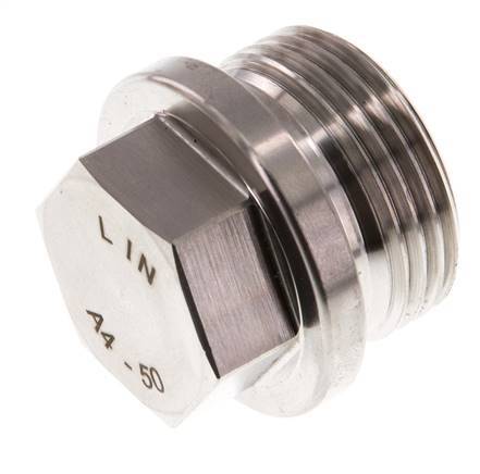 Plug G1'' Stainless steel with Collar and External Hex 40bar (562.0psi)