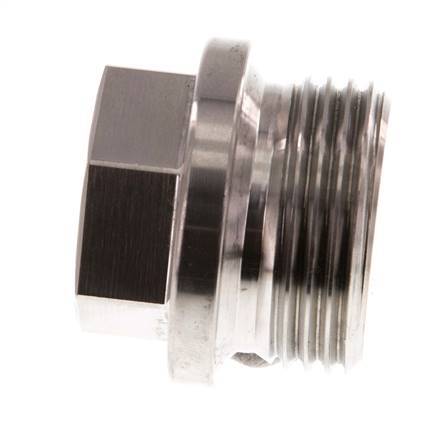 Bouchon G1'' en acier inoxydable avec collier et hexagone externe 40bar (562.0psi)