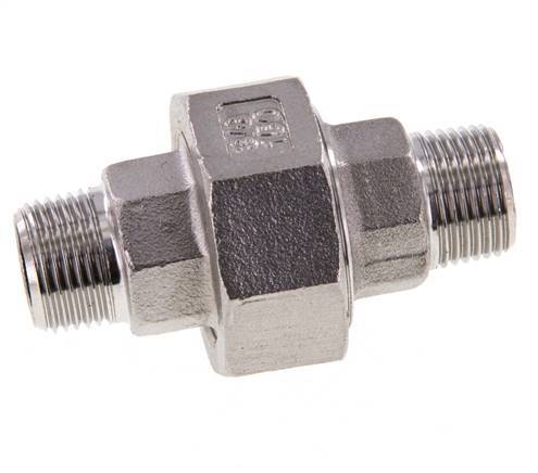 Union Straight Connector R3/8'' Stainless Steel Flat Seal PTFE 16bar (224.8psi)