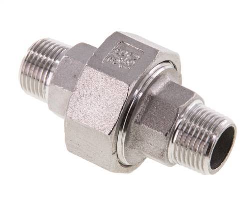 Raccord union droit R3/8'' Acier inoxydable Joint plat PTFE 16bar (224.8psi)