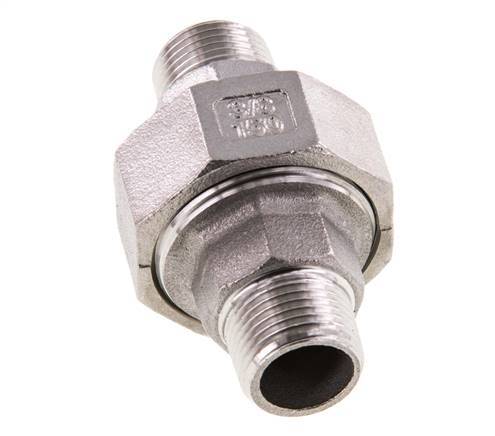 Raccord union droit R3/8'' Acier inoxydable Joint plat PTFE 16bar (224.8psi)