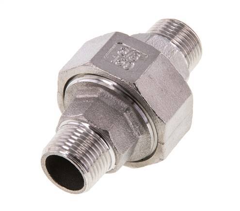Raccord union droit R3/8'' Acier inoxydable Joint plat PTFE 16bar (224.8psi)