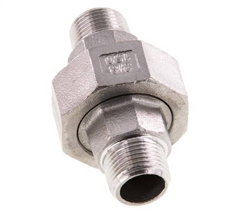Raccord union droit R3/8'' Acier inoxydable Joint plat PTFE 16bar (224.8psi)