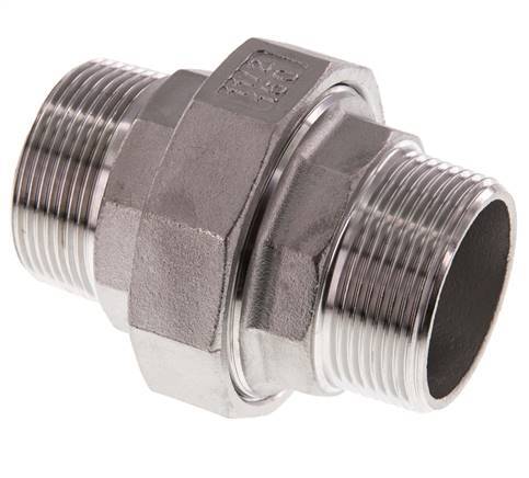 Raccord union droit R1 1/2'' Acier inoxydable Joint plat PTFE 16bar (224.8psi)