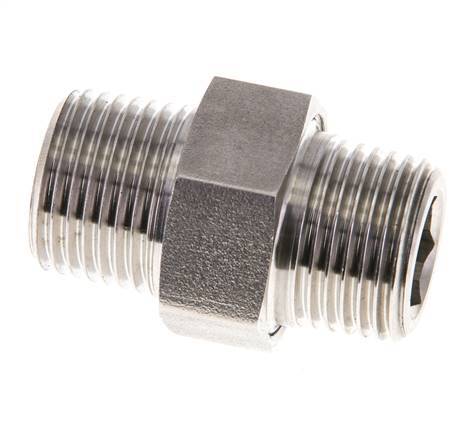 Mamelon double R1/2'' séparable Acier inoxydable Joint plat PTFE 40bar (562.0psi)