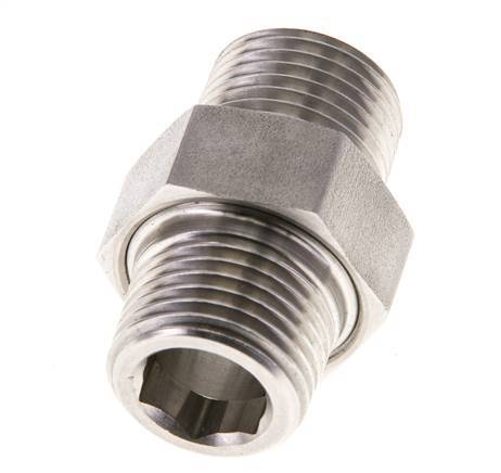 Mamelon double R1/2'' séparable Acier inoxydable Joint plat PTFE 40bar (562.0psi)