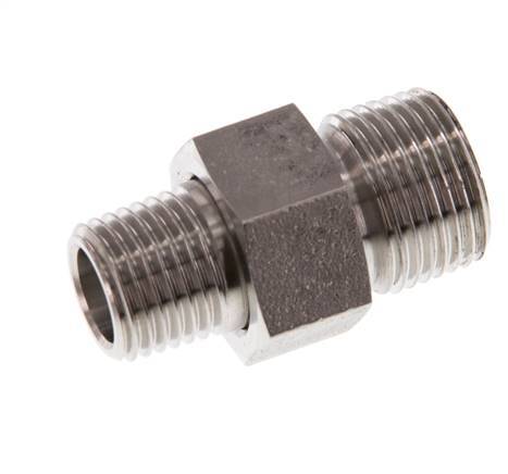 Double embout R1/4'' x R3/8'' séparable en acier inoxydable Joint conique 40bar (562.0psi)
