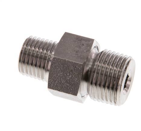 Double embout R1/4'' x R3/8'' séparable en acier inoxydable Joint conique 40bar (562.0psi)
