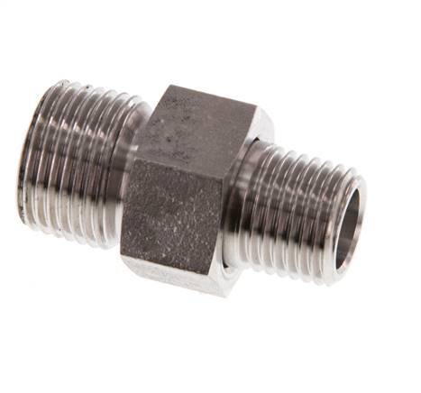 Double embout R1/4'' x R3/8'' séparable en acier inoxydable Joint conique 40bar (562.0psi)