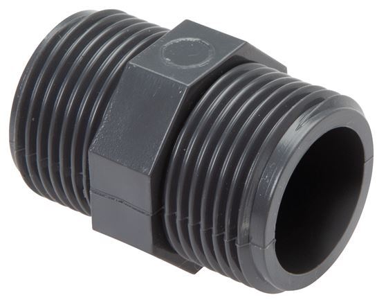Reducing Double Nipple G1/2'' x G3/4'' PVC-U 16bar (224.8psi) EN 1452-3 [2 Pieces]