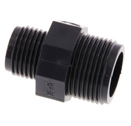 Reducing Double Nipple G1/2'' x G3/4'' PVC-U 16bar (224.8psi) EN 1452-3 [2 Pieces]